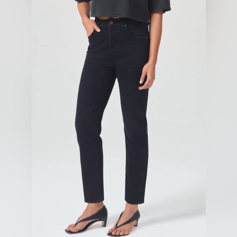 AGOLDE Riley Long High Rise Straight Jean Button Fly Stretch Compilation Size 29